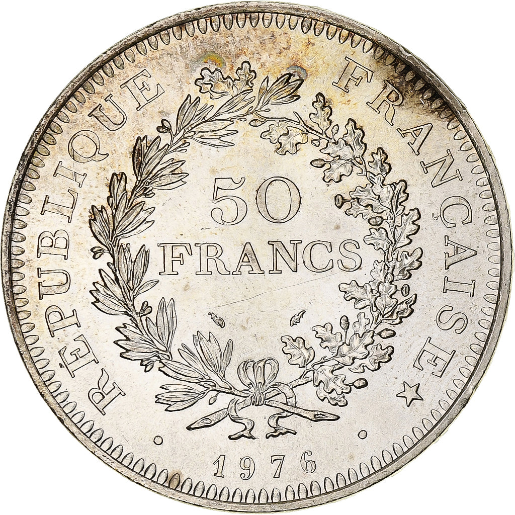 Coin, France, Hercule, 50 Francs, 1976, Paris, MS(60-62), Silver, KM:941.1