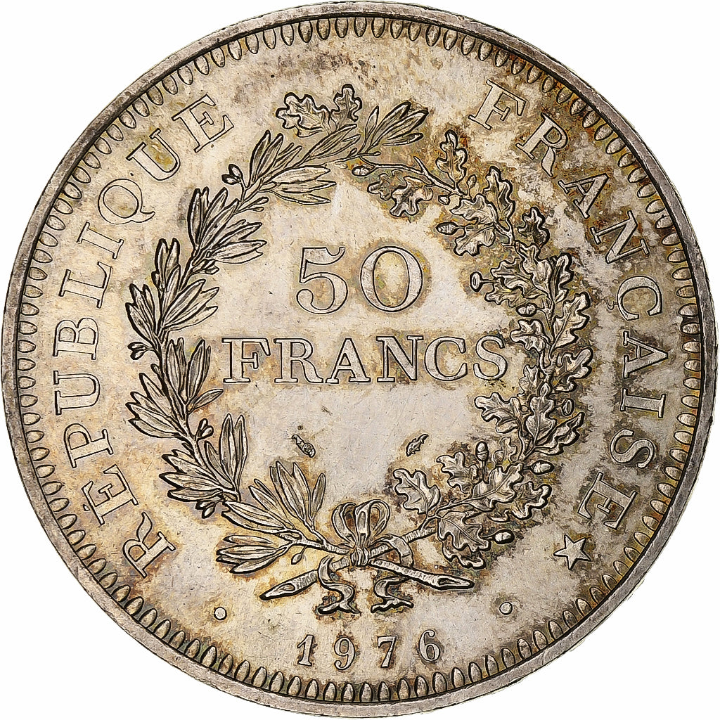 Coin, France, Hercule, 50 Francs, 1976, Paris, MS(60-62), Silver, KM:941.1
