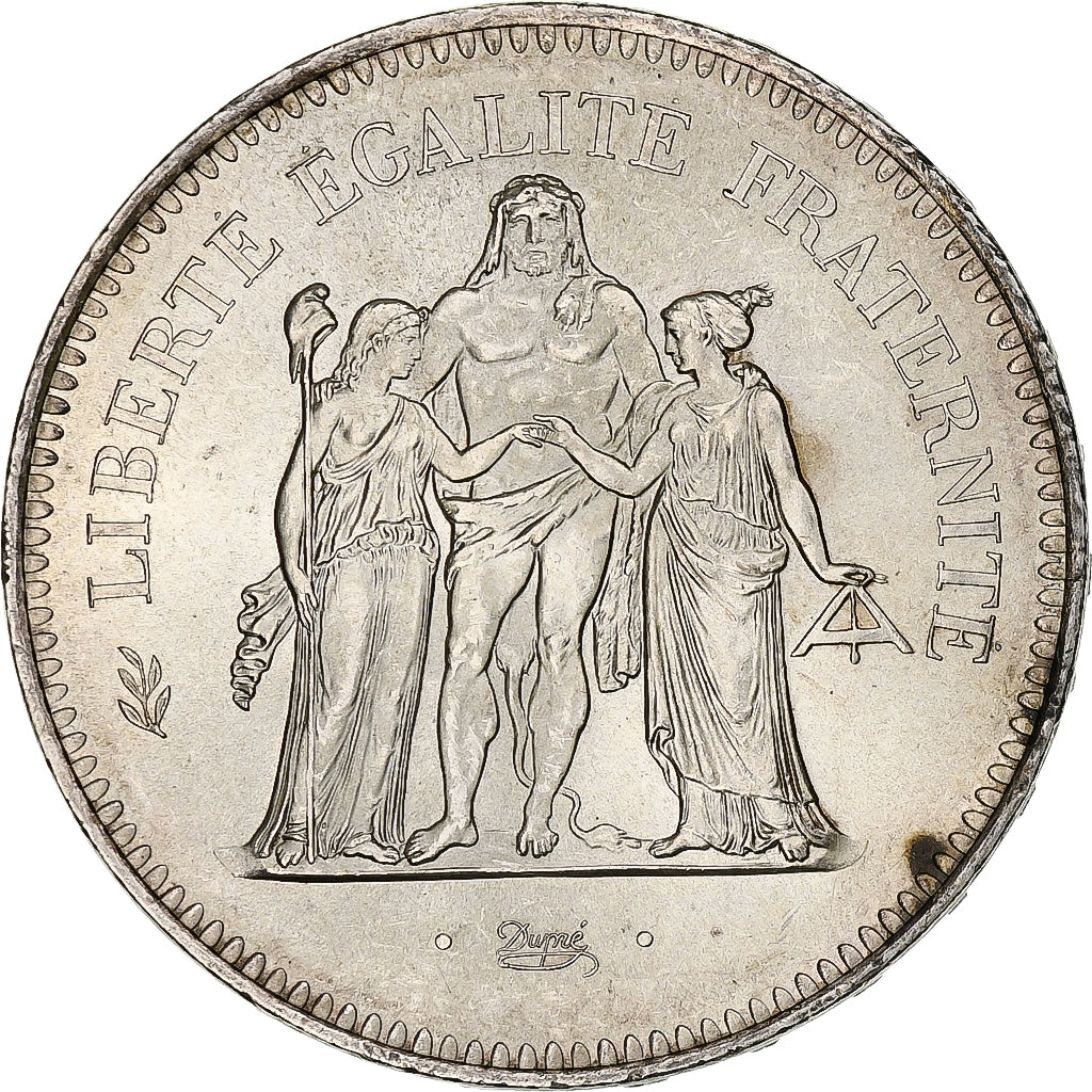 Coin, France, Hercule, 50 Francs, 1976, Paris, MS(60-62), Silver, KM:941.1