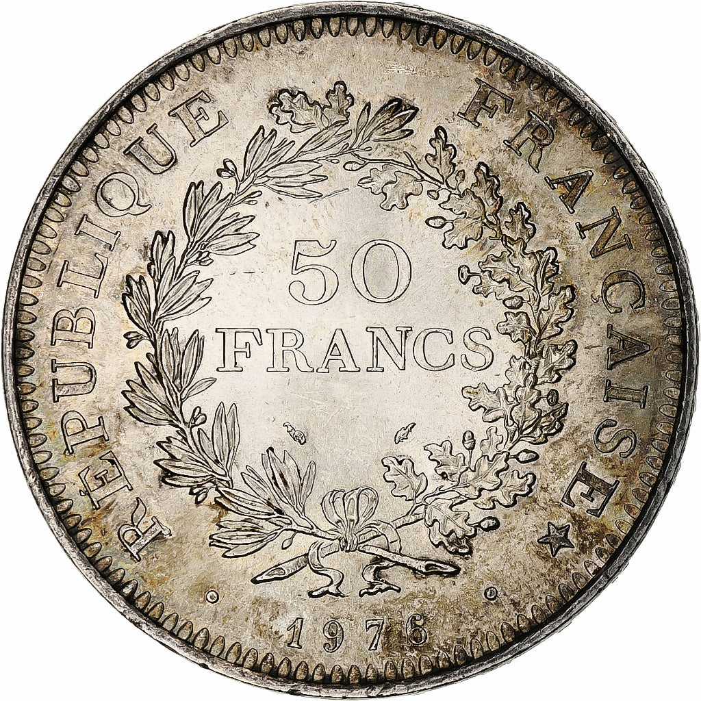Coin, France, Hercule, 50 Francs, 1976, Paris, MS(60-62), Silver, KM:941.1