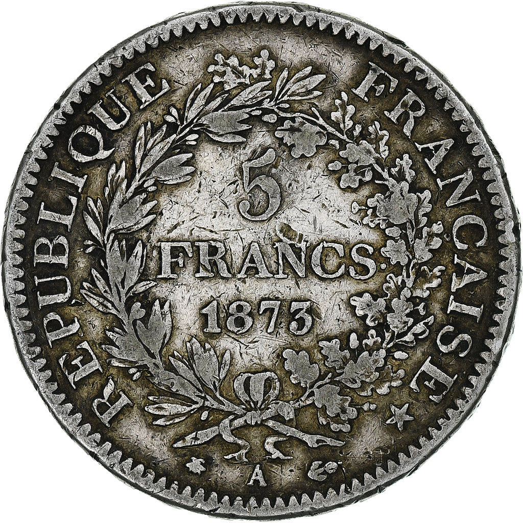 Coin, France, Hercule, 5 Francs, 1873, Paris, VF(20-25), Silver, KM:820.1