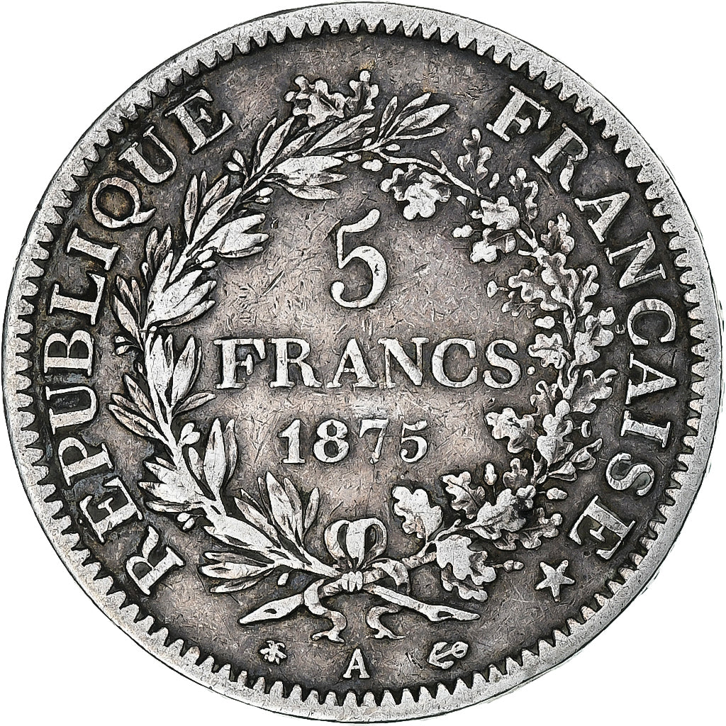 Coin, France, Hercule, 5 Francs, 1875, Paris, VF(20-25), Silver, KM:820.1