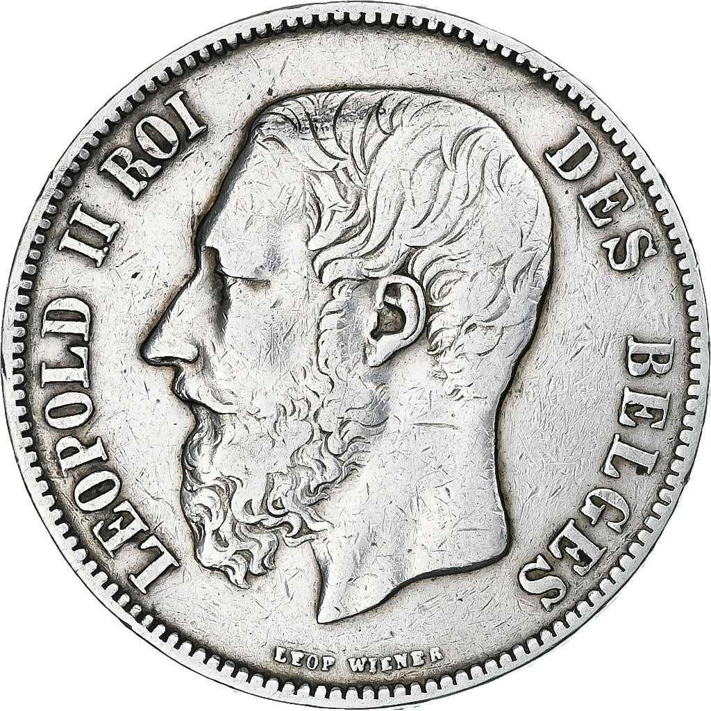 Coin, Belgium, Leopold II, 5 Francs, 5 Frank, 1870, Brussels, VF(30-35), Silver