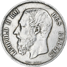 Coin, Belgium, Leopold II, 5 Francs, 5 Frank, 1870, Brussels, VF(30-35), Silver