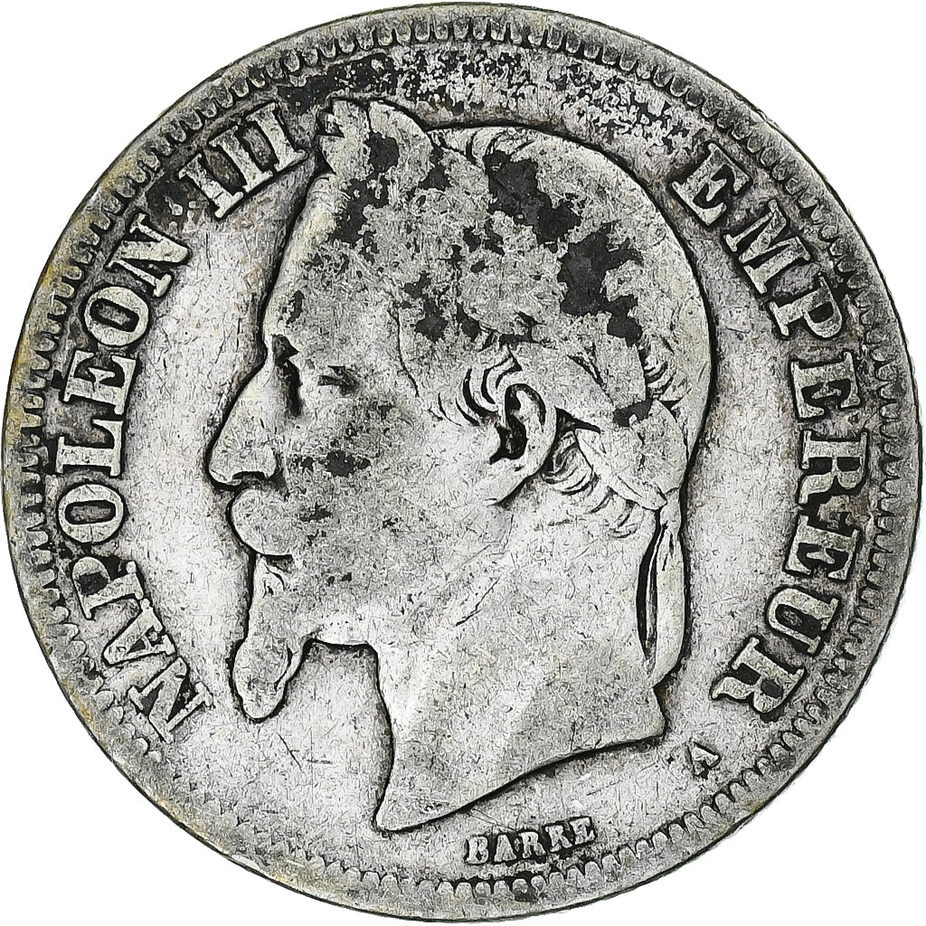 Moneda, Francia, Napoleon III, 2 Francs, 1869, Paris, BC, Plata, KM:807.1