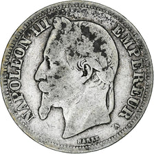 Moneda, Francia, Napoleon III, 2 Francs, 1869, Paris, BC, Plata, KM:807.1