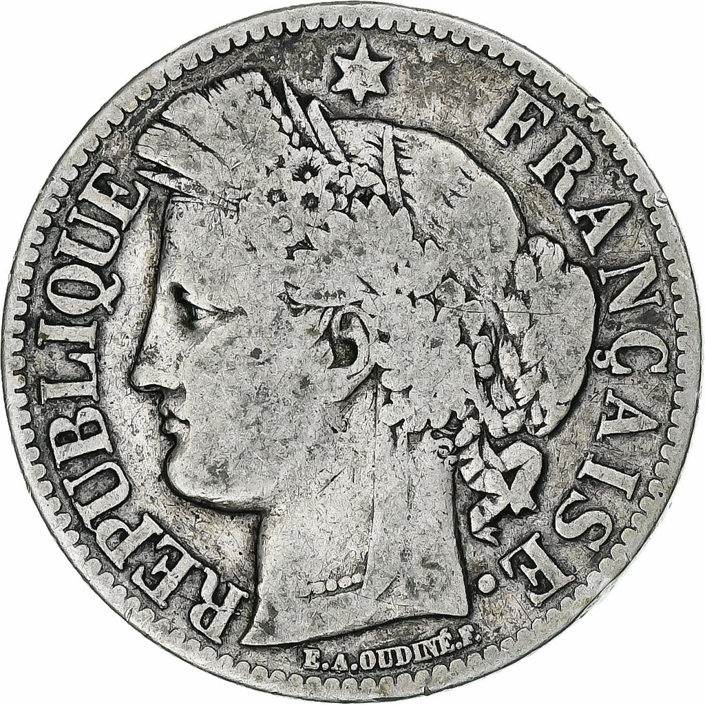Monnaie, France, Cérès, 2 Francs, 1870, Bordeaux, B+, Argent, Gadoury:529
