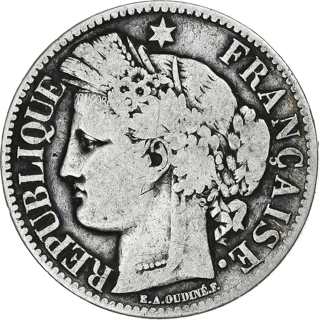 Moneta, Francia, Cérès, 2 Francs, 1870, Bordeaux, B+, Argento, KM:816.2