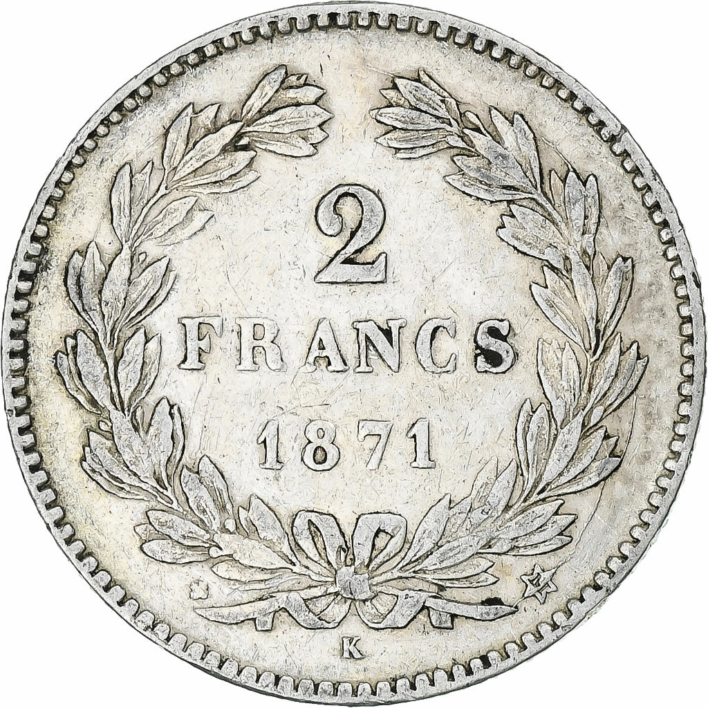 Francia, 2 Francs, Cérès, 1871, Bordeaux, Plata, MBC, Gadoury:529, Le