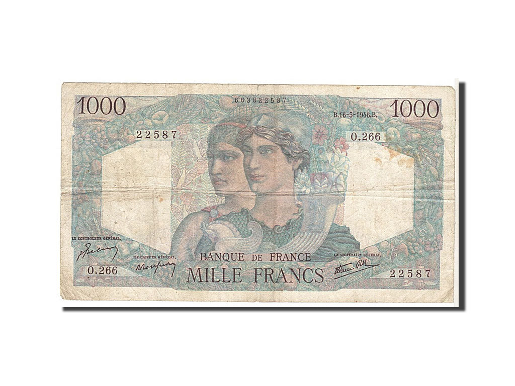 France, 1000 Francs, 1 000 F 1945-1950 ''Minerve et Hercule'', 1946, KM #130a,..