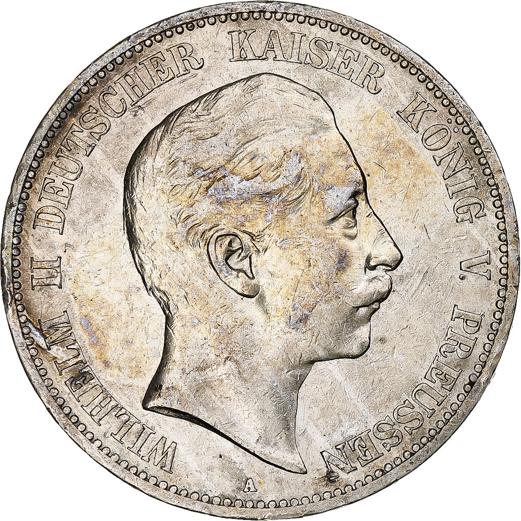 German States, PRUSSIA, Wilhelm II, 5 Mark, 1907, Berlin, AU(50-53), Silver