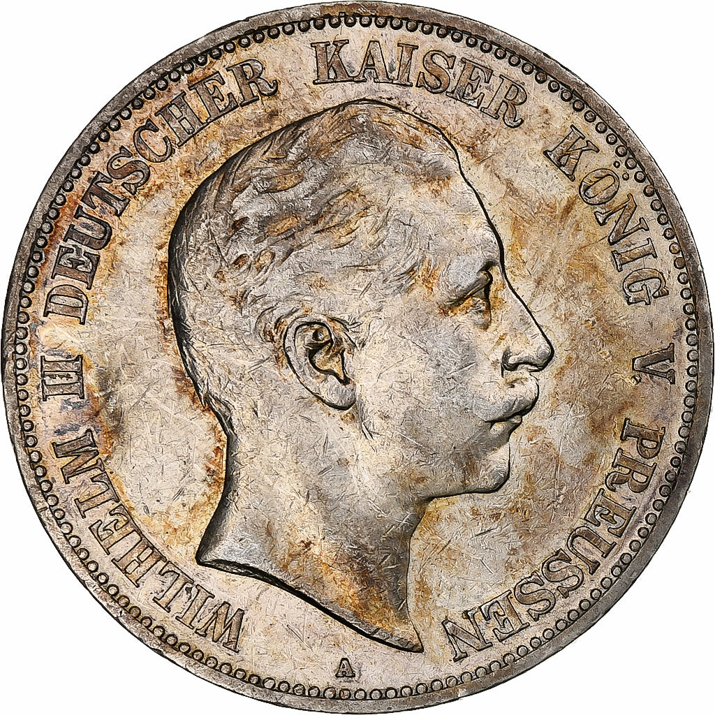 German States, PRUSSIA, Wilhelm II, 5 Mark, 1907, Berlin, AU(50-53), Silver