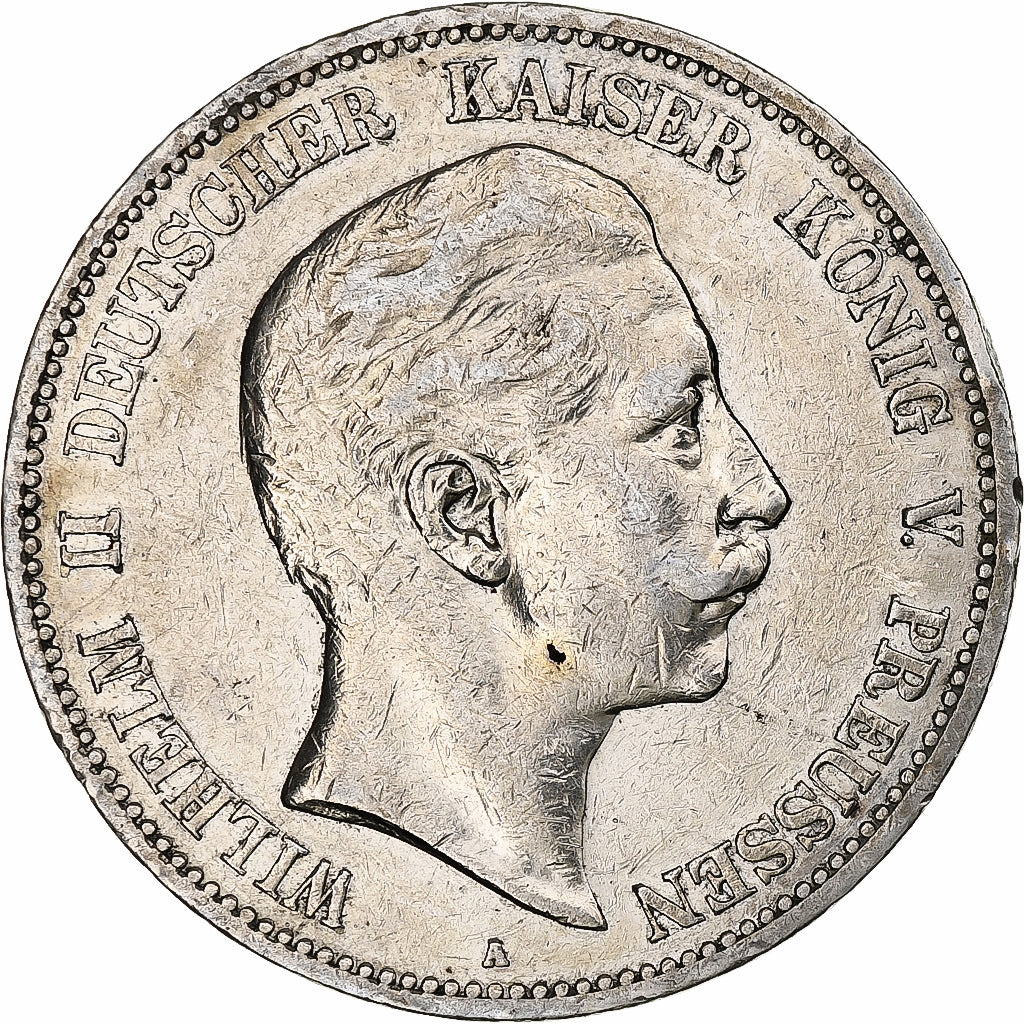 Landy niemieckie, PRUSSIA, Wilhelm II, 5 Mark, 1904, Berlin, EF(40-45), Srebro