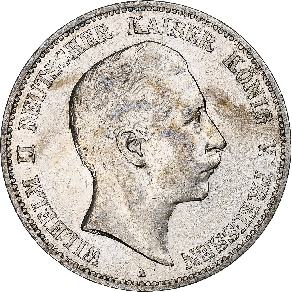 Landy niemieckie, PRUSSIA, Wilhelm II, 5 Mark, 1904, Berlin, EF(40-45), Srebro