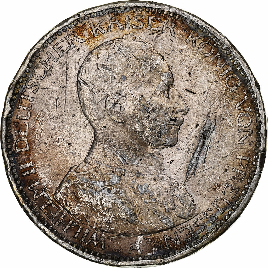 German States, PRUSSIA, Wilhelm II, 5 Mark, 1913, Berlin, Silver, VF(20-25)