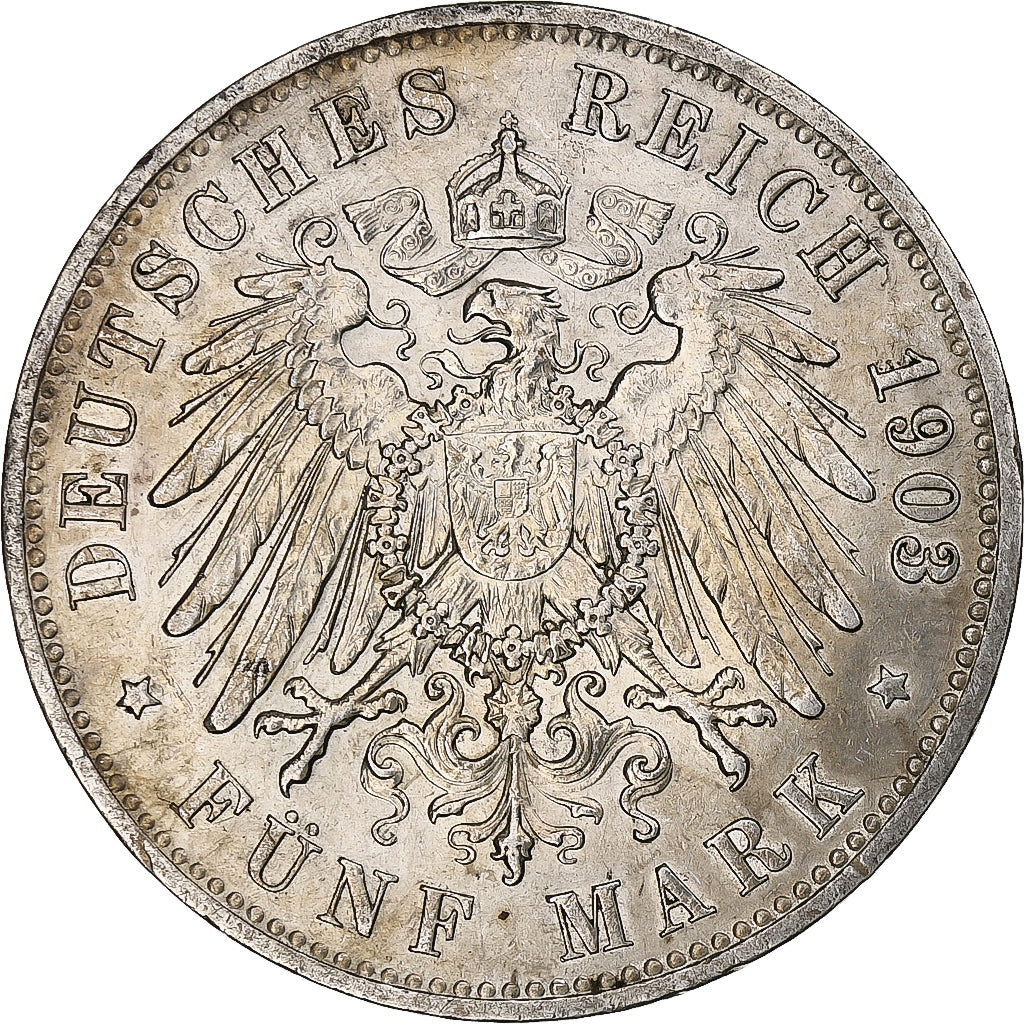 GERMANY - EMPIRE, Wilhelm II, 5 Mark, 1903, Berlin, AU(50-53), Silver, KM:523
