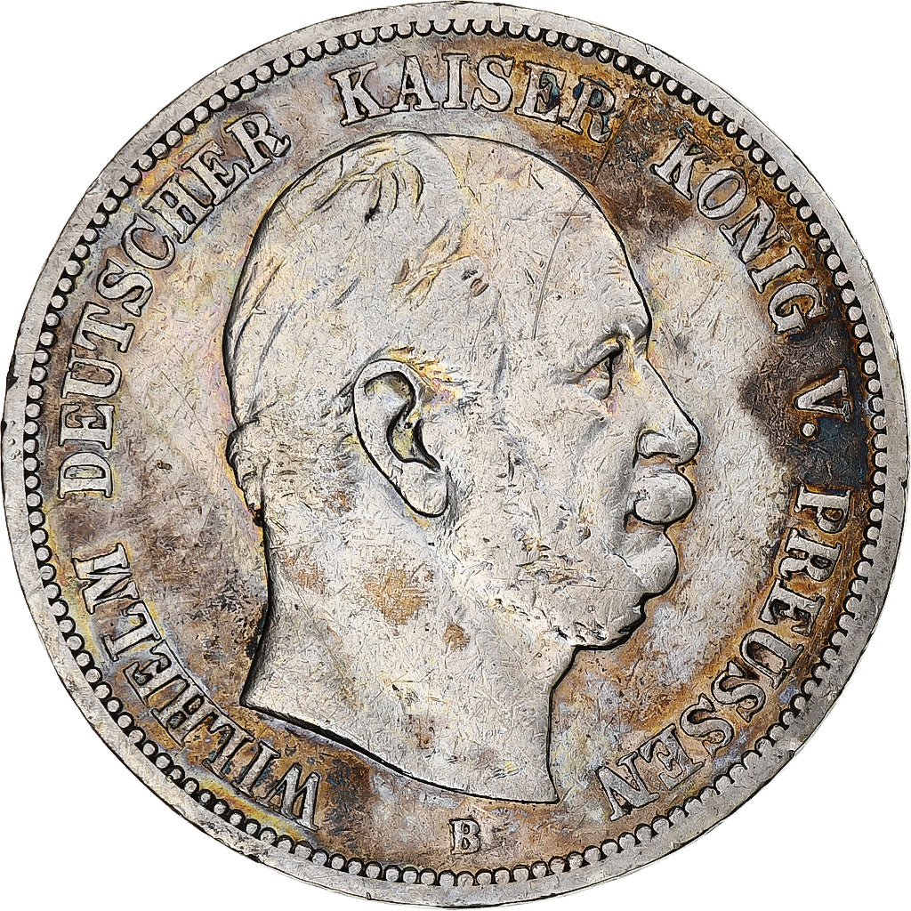 German States, PRUSSIA, Wilhelm I, 5 Mark, 1875, Breslau, EF(40-45), Silver