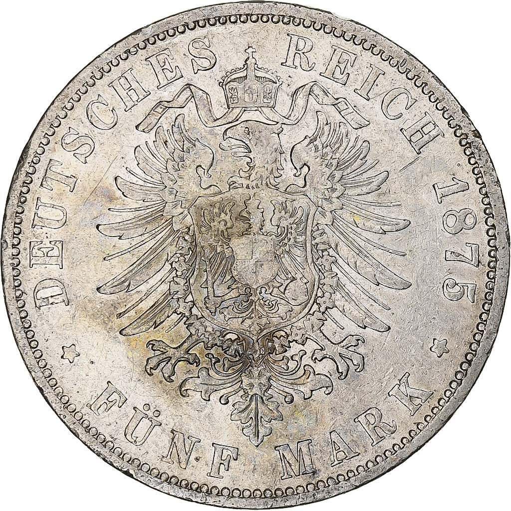 Etats allemands, PRUSSIA, Wilhelm I, 5 Mark, 1875, Breslau, TTB, Argent, KM:503