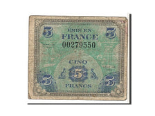 France, 5 Francs, 1944 Flag/France, 1944, KM #115a, VG(8-10), 00279550, Fayette.