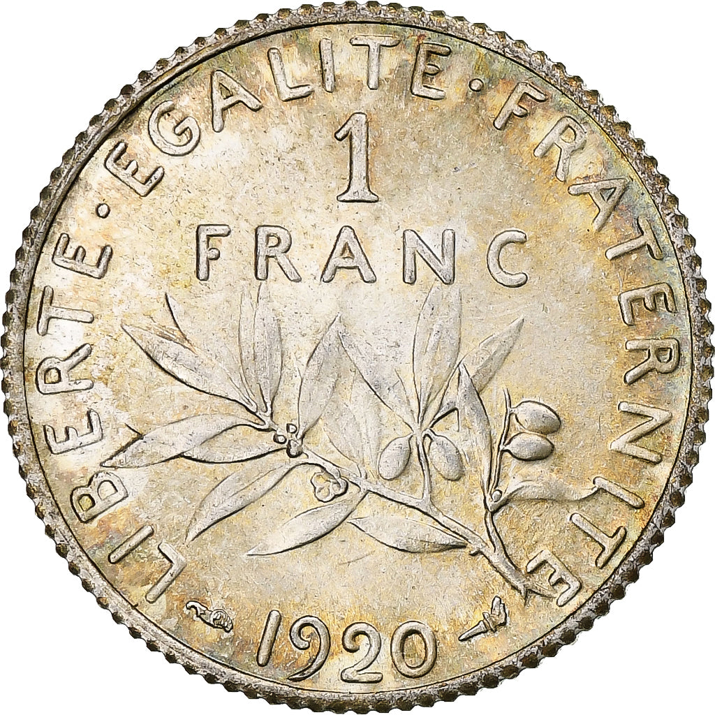 Frankrijk, Semeuse, Franc, 1920, Paris, UNC, Zilver, KM:844.1, Gadoury:467