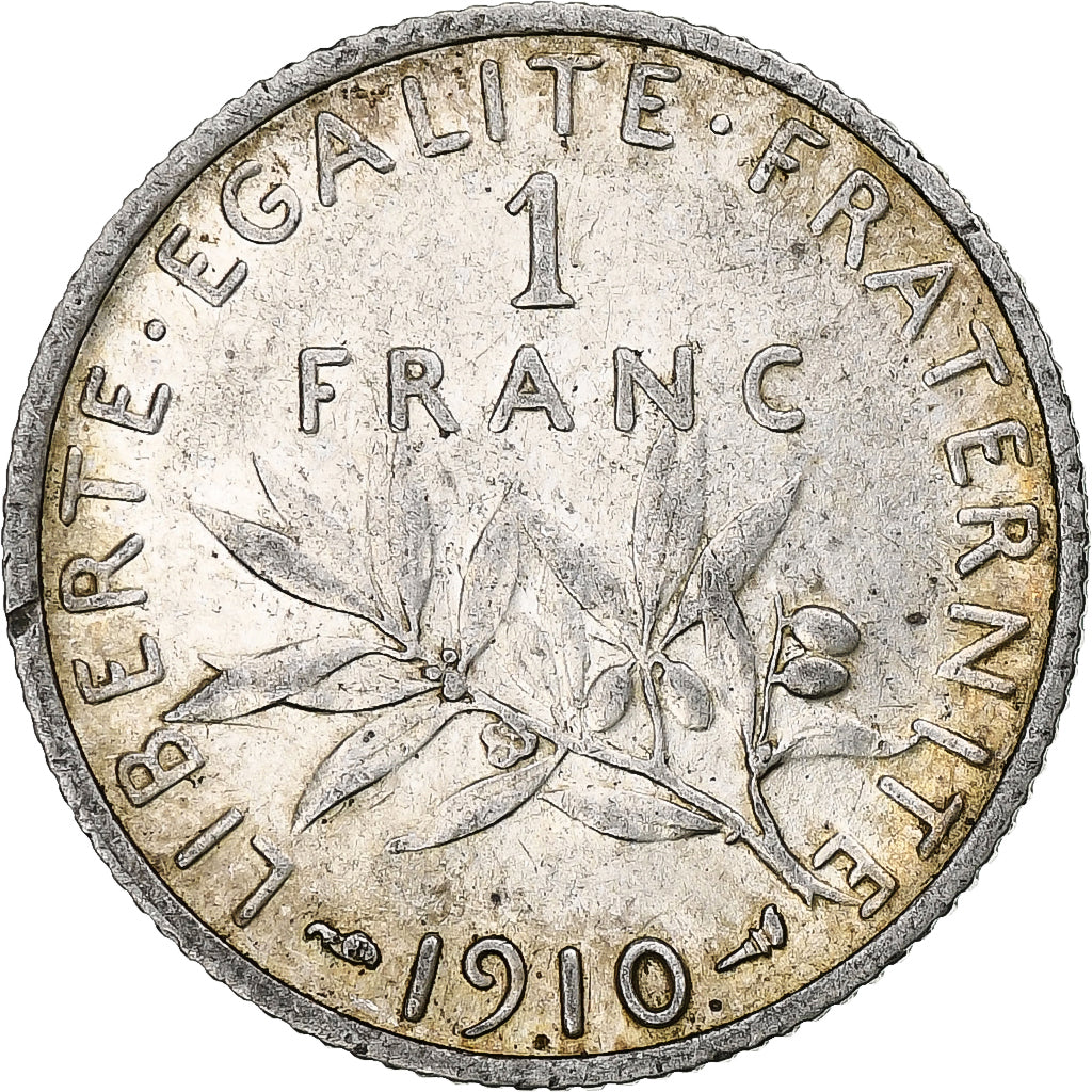 Francia, Franc, Semeuse, 1910, Paris, Argento, BB+, Gadoury:467, KM:844.1