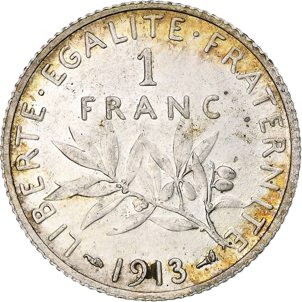 France, Semeuse, Franc, 1913, Paris, AU(55-58), Silver, KM:844.1, Gadoury:467