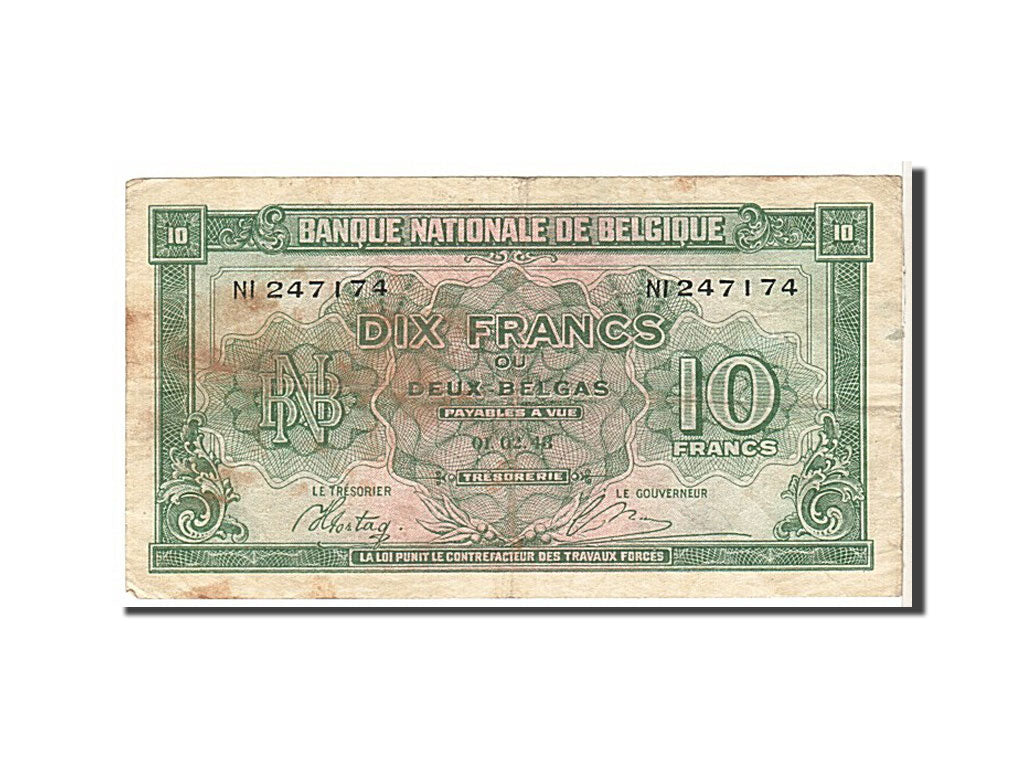 Banknote, Belgium, 10 Francs-2 Belgas, 1943, VF(20-25)