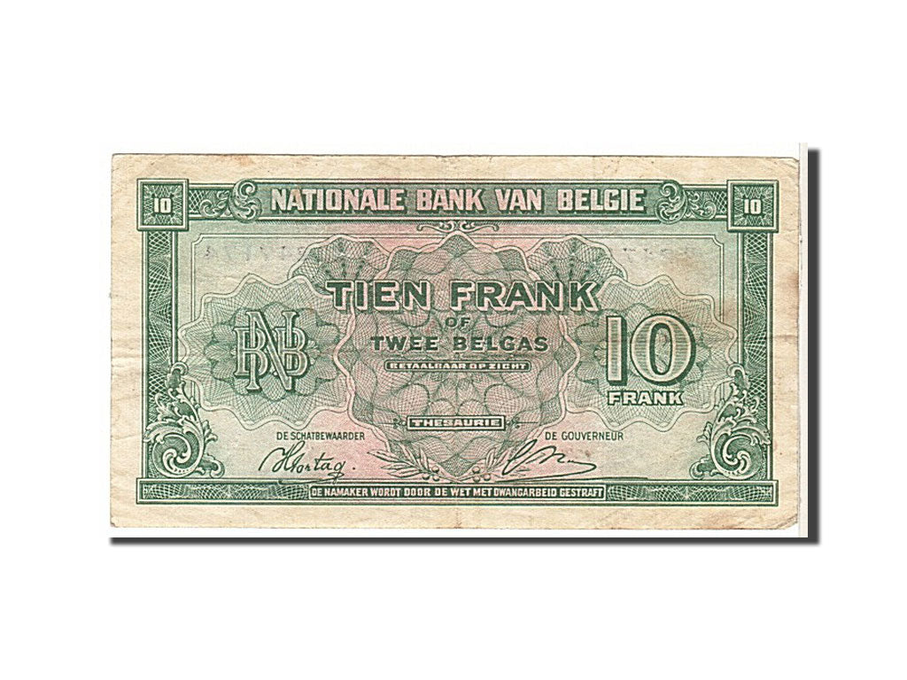 Banknote, Belgium, 10 Francs-2 Belgas, 1943, VF(20-25)