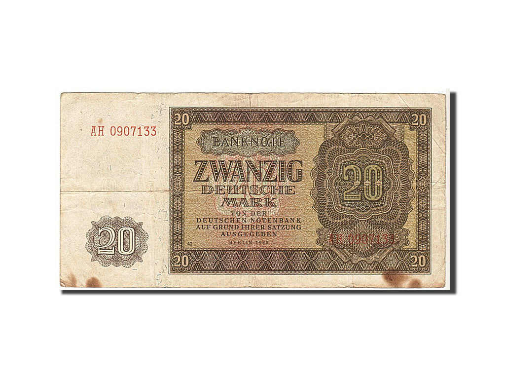 Germany - Democratic Republic, 20 Deutsche Mark, 1948, KM #13b, VF(20-25),...