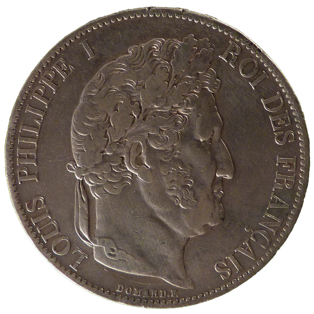 FRANCE, 5 Francs, 1845, Paris, EF(40-45), Silver, Gadoury #678a, 24.70