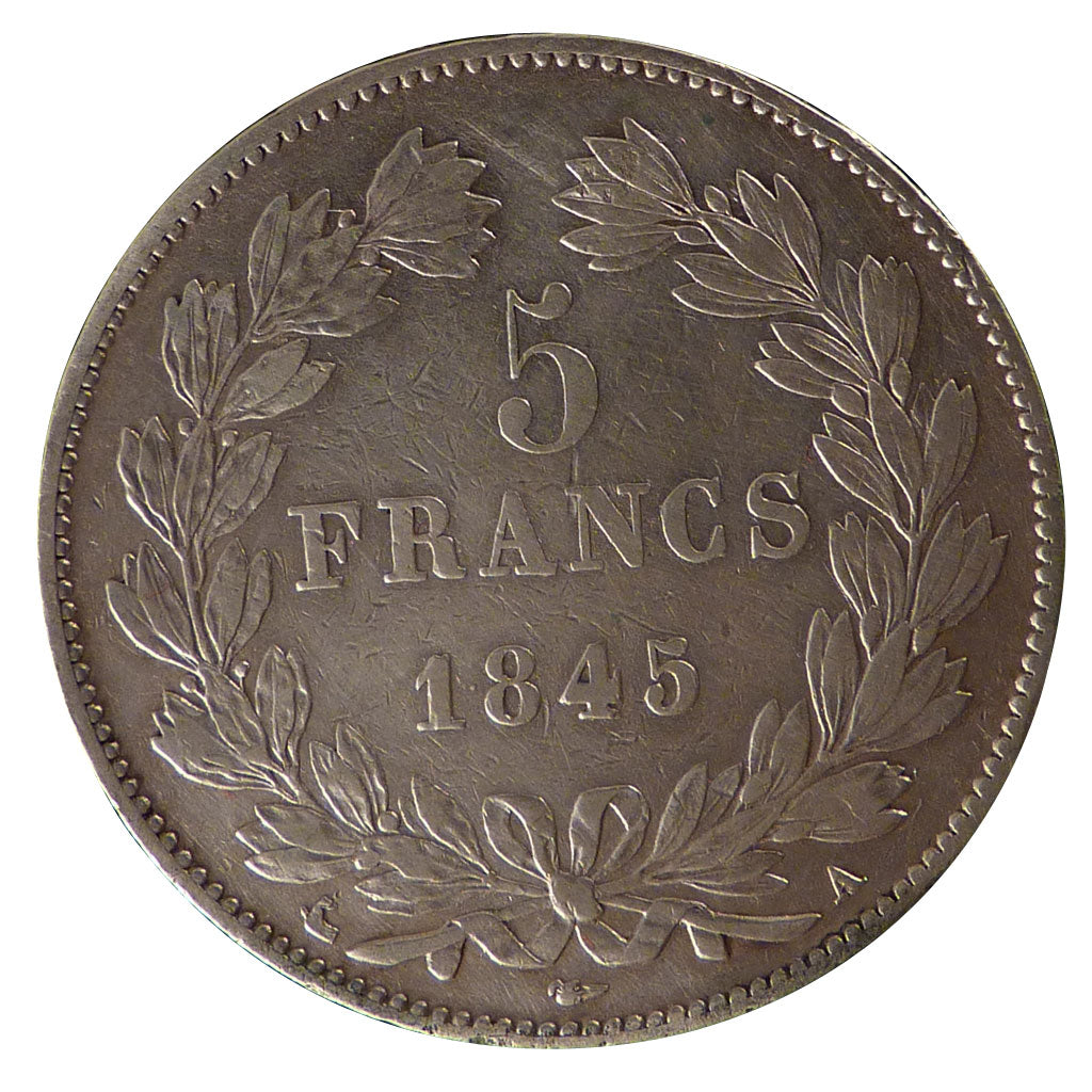 FRANCE, 5 Francs, 1845, Paris, EF(40-45), Silver, Gadoury #678a, 24.70