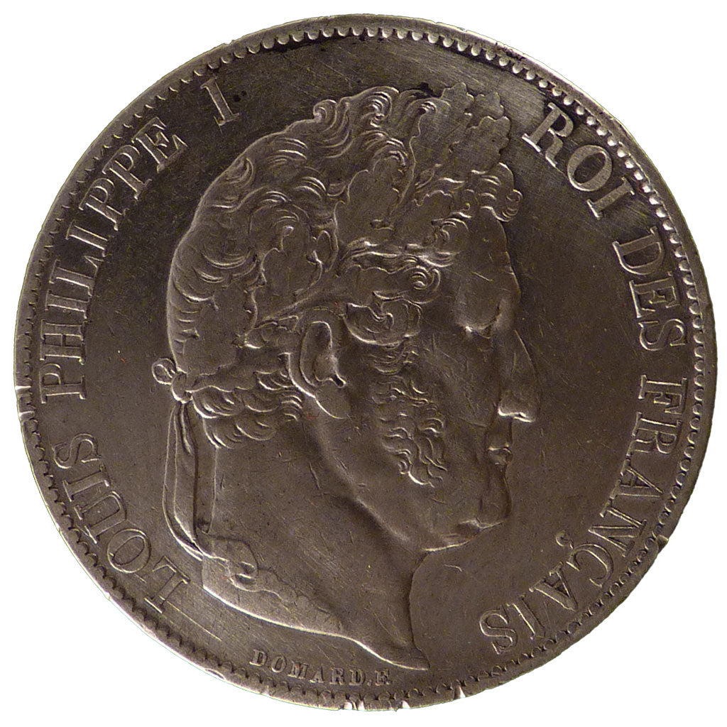 FRANCE, Louis-Philippe, 5 Francs, 1845, Strasbourg, KM #749.3, AU(50-53),...