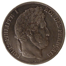 FRANCE, Louis-Philippe, 5 Francs, 1845, Lille, EF(40-45), Silver, Gadoury...