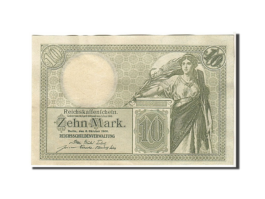 Banknote, Germany, 10 Mark, 1906, 1906-10-06, KM:9b, AU(55-58)