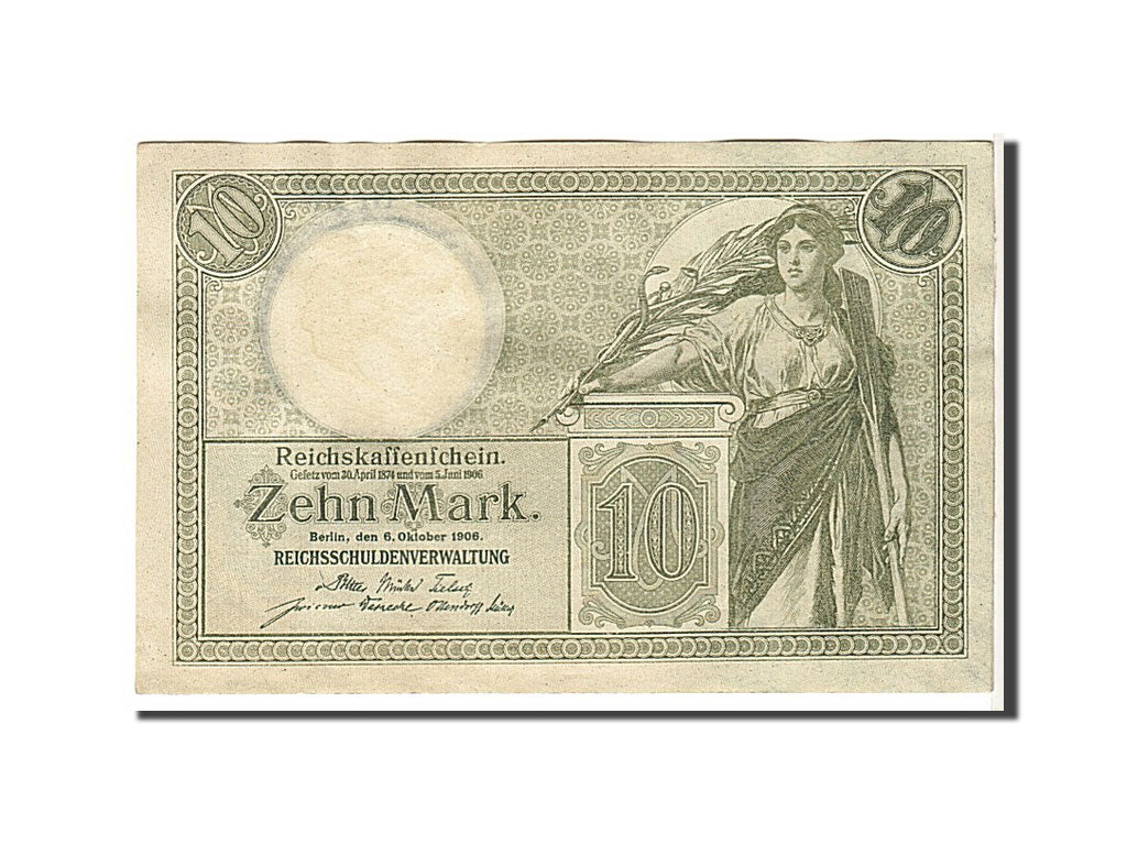 Banknote, Germany, 10 Mark, 1906, 1906-10-06, KM:9b, AU(55-58)