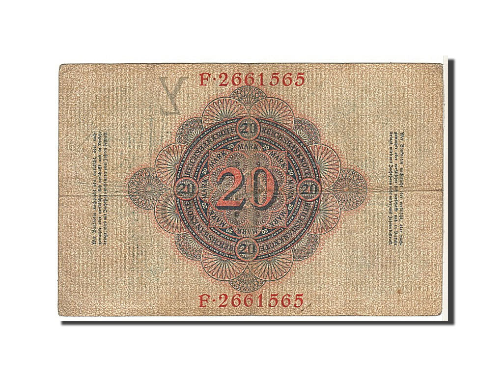 Banknote, Germany, 20 Mark, 1910, KM:40b, VF(30-35)