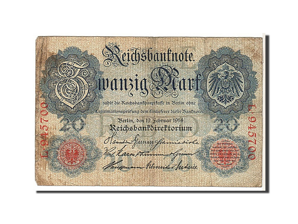 Germany, 20 Mark, 1914, KM #46b, VG(8-10), L945700