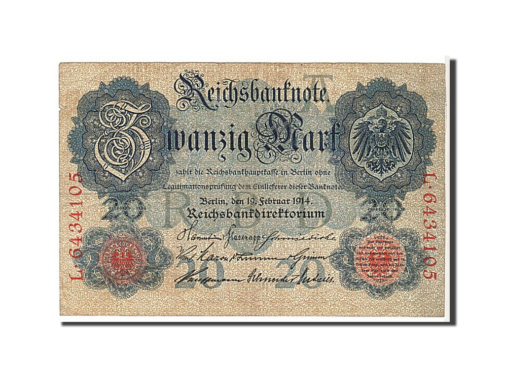 Banknote, Germany, 20 Mark, 1914, KM:46b, EF(40-45)