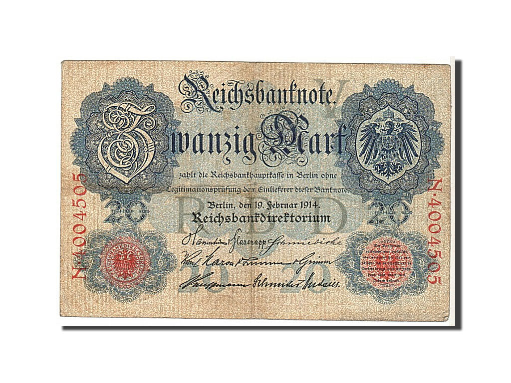 Banknote, Germany, 20 Mark, 1914, KM:46b, VF(30-35)