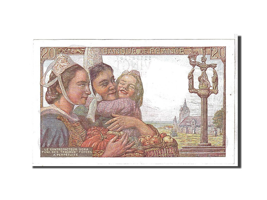 France, 20 Francs, 20 F 1942-1950 ''Pêcheur'', 1942, KM #100a, AU(55-58), 2...