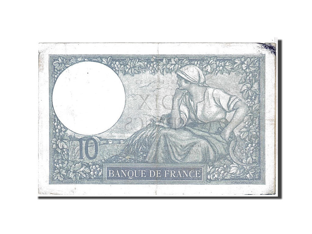 France, 10 Francs, 10 F 1916-1942 ''Minerve'', 1939, KM #84, VF(20-25),...