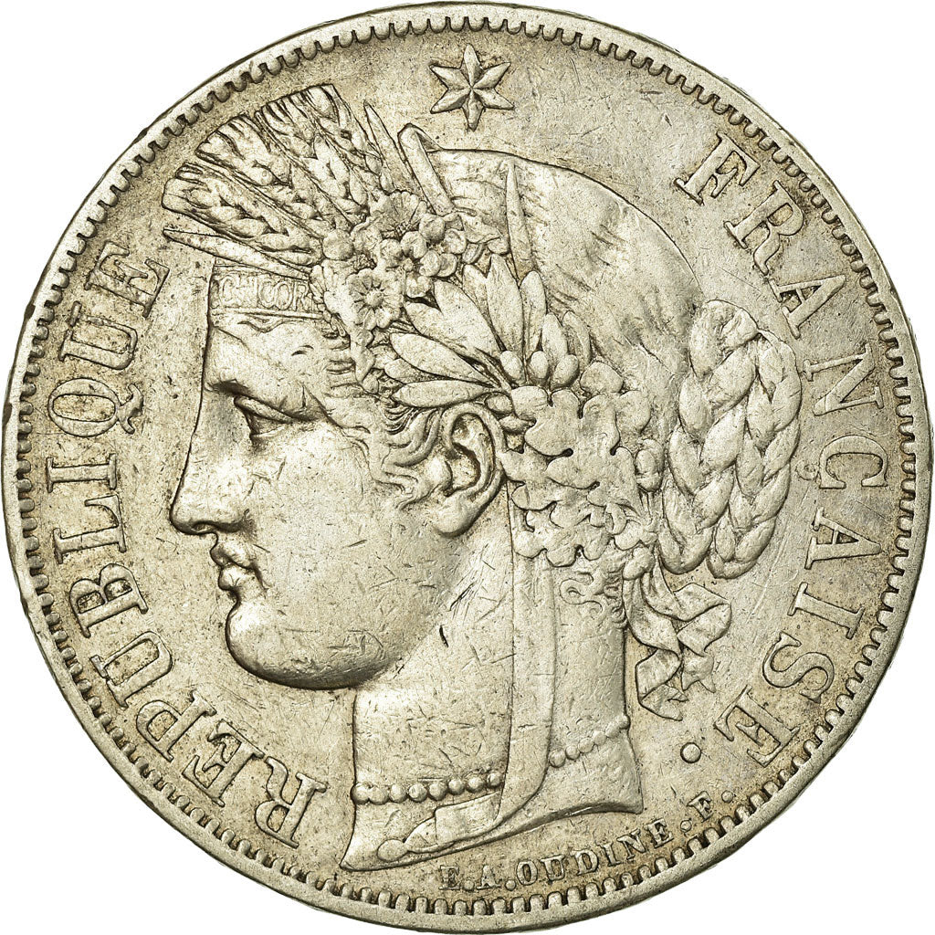 Coin, France, Cérès, 5 Francs, 1849, Strasbourg, EF(40-45), Silver