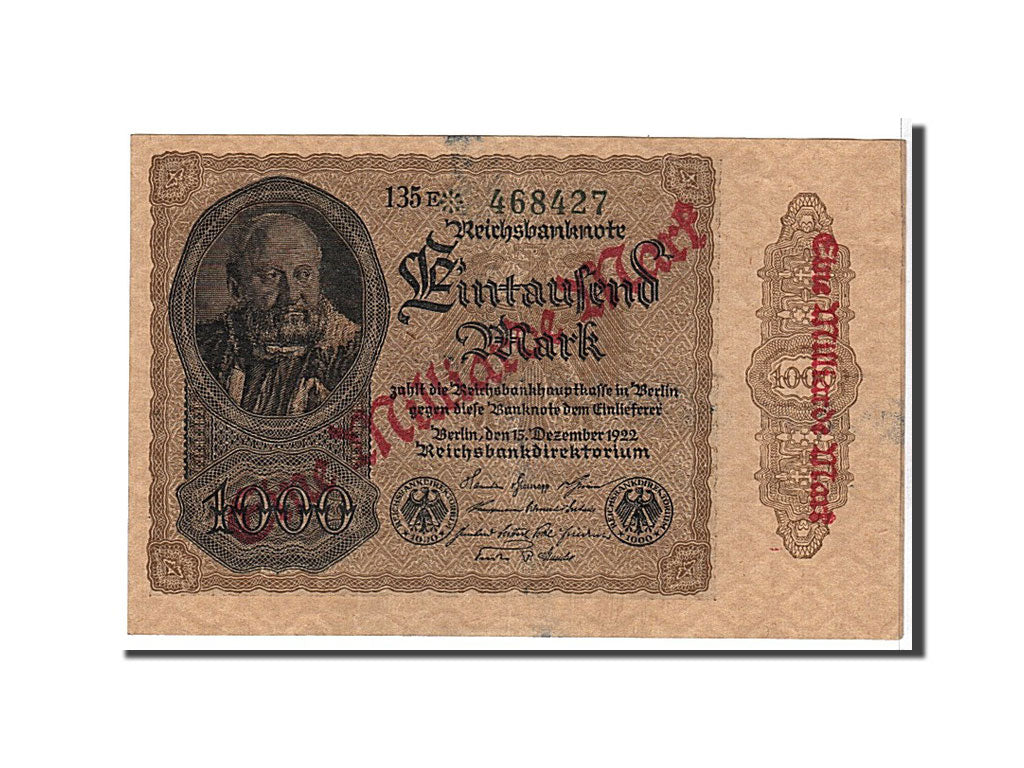 Banknote, Germany, 1 Milliarde Mark on 1000 Mark, 1922, KM:113a, AU(50-53)