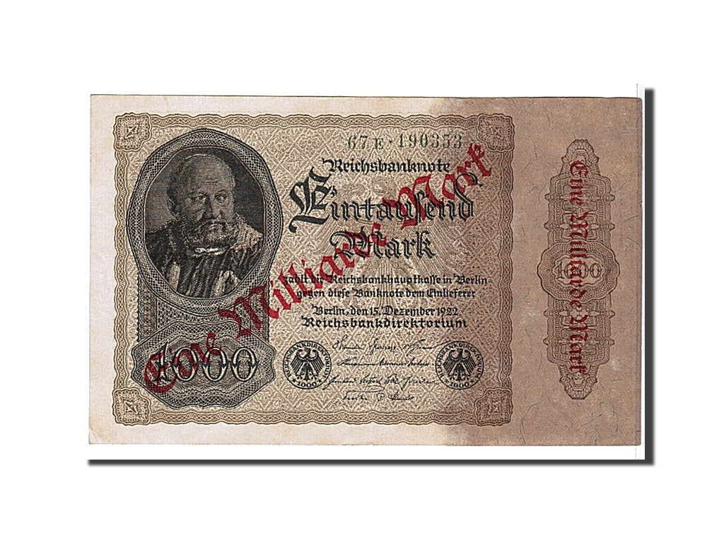 Geldschein, Deutschland, 1 Milliarde Mark on 1000 Mark, 1922, KM:113a, VZ