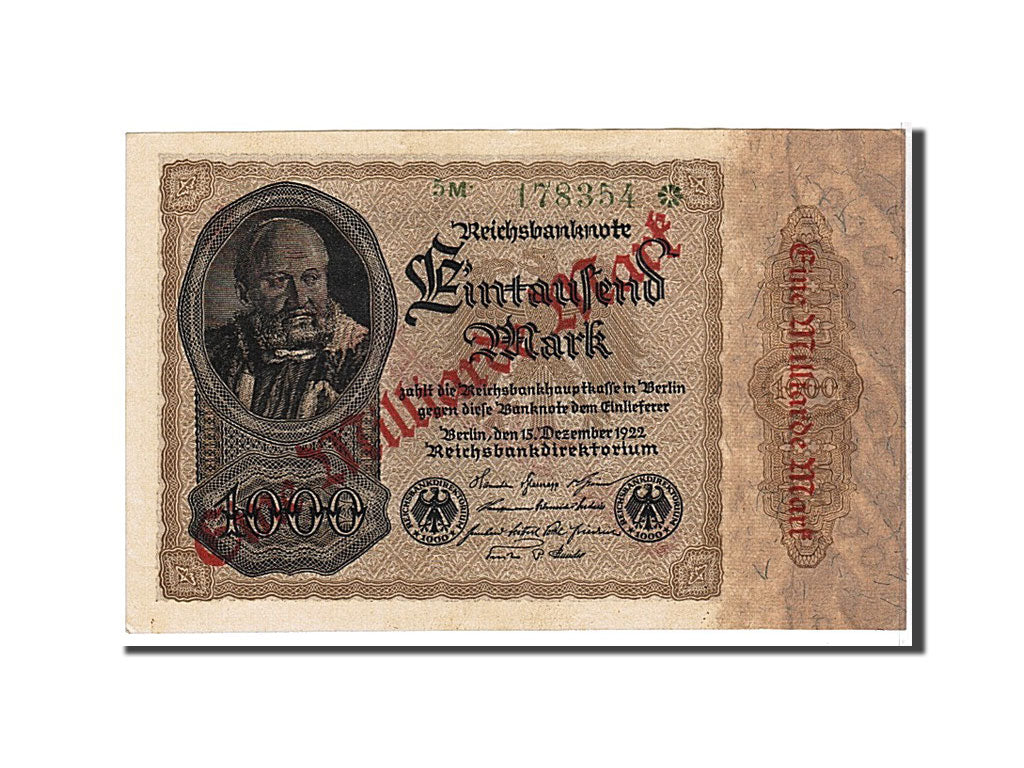 Billet, Allemagne, 1 Milliarde Mark on 1000 Mark, 1922, SUP