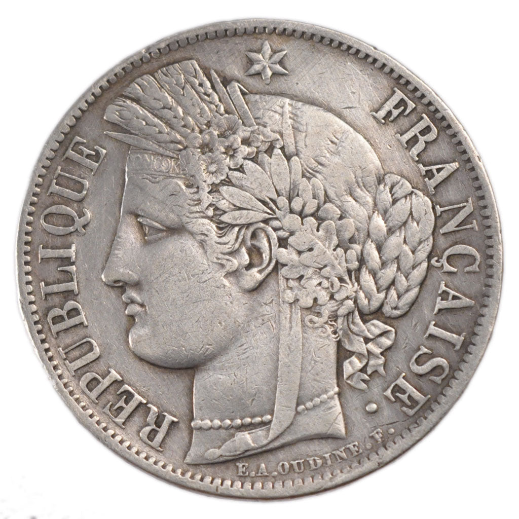 FRANCE, Cérès, 5 Francs, 1850, Bordeaux, KM #761.3, EF(40-45), Silver, Gadoury #