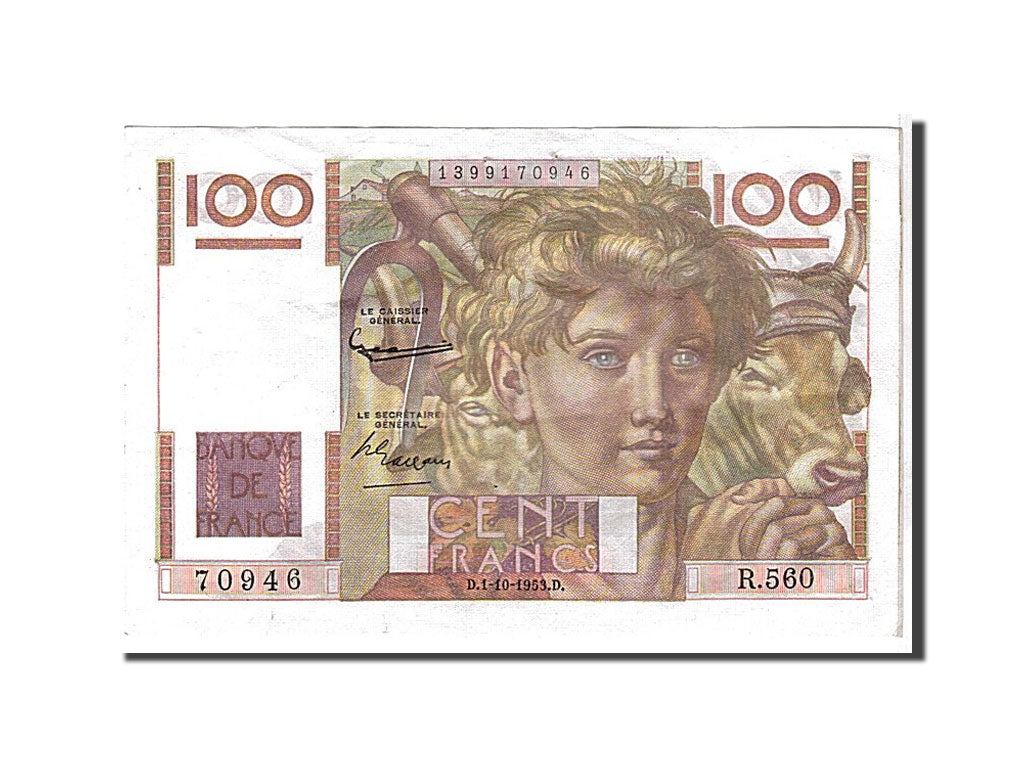 Billet, France, 100 Francs, 100 F 1945-1954 ''Jeune Paysan'', 1953, SUP