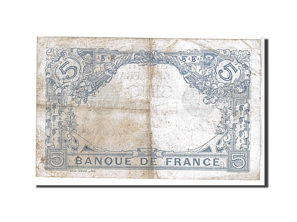 Francia, 5 Francs, 5 F 1912-1917 ''Bleu'', 1915, KM:70, MB+, Fayette:2.25