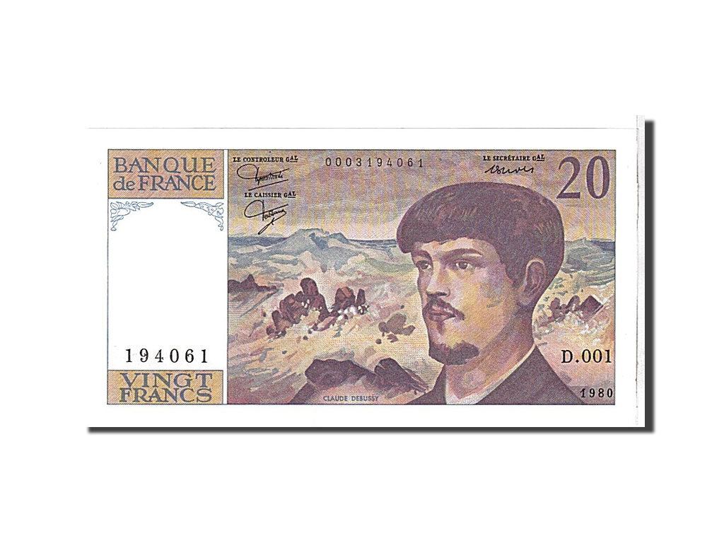 France, 20 Francs, 20 F 1980-1997 ''Debussy'', 1980, KM #151a, UNC(65-70),...