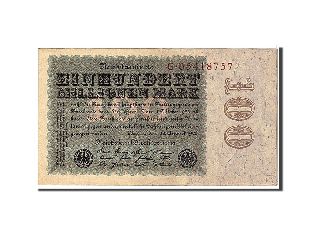 Billet, Allemagne, 100 Millionen Mark, 1923, TTB+